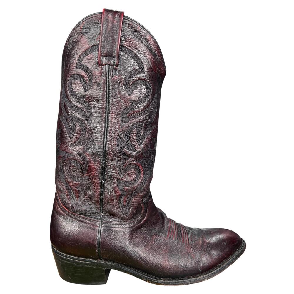 Vintage Dan Post Men’s Blackcherry Leather Western Cowboy Boots Size 10 D